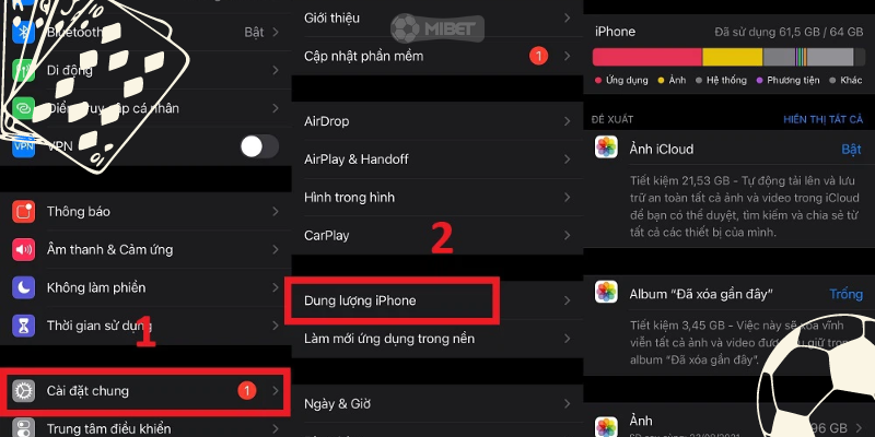 Cách khắc phục không tải MiBet trên iOS cần đảm bảo đủ dung lượng bộ nhớ